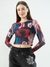SHEER MESH PRINTED TOP