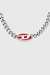 Silver Red enamel chain necklace