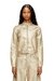 Gold Moto jacket in distressed metallic denim