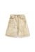 Gold Shorts in distressed metallic denim