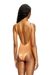 Orange Metallic swimsuit with lotus print