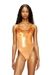 Orange Metallic swimsuit with lotus print