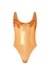 Orange Metallic swimsuit with lotus print