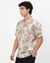 Cotton Linen Relaxed Fit All Over Print Off-White Shirt