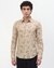 Cotton Linen Slim Fit All Over Print Off-White Shirt