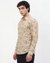 Cotton Linen Slim Fit All Over Print Off-White Shirt