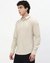 Cotton Stretch Tailored Fit French Placket Solid Khaki Shirt