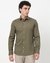 Cotton Stretch Tailored Fit French Placket Solid Olive Shirt