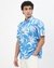 Cotton Linen Relaxed Fit All Over Print Blue Shirt