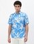 Cotton Linen Relaxed Fit All Over Print Blue Shirt