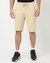 Cotton Regular Fit Solid Knit Off-White Shorts