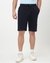 Cotton Regular Fit Solid Knit Navy Shorts