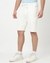 Cotton Blend Regular Fit Solid White Shorts with Stretch