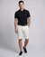 Cotton Stretch Regular Fit Solid Overdye Off-White Shorts