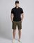 Cotton Stretch Regular Fit Solid Overdye Olive Shorts