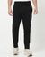 Cotton Blend Regular Fit Solid Black Track Pant with Stretch