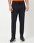Cotton Blend Regular Fit Solid Navy Track Pant with Stretch