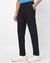 Regular Fit Solid Navy Trouser with Stretch