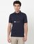 Cotton Slim Fit Embroidered Navy Polo Tshirt
