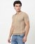 Cotton Stretch Slim Fit Jacquard Flat knit Yellow Polo Tshirt