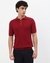 Cotton Stretch Slim Fit Jacquard Flat knit Red Polo Tshirt