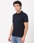 Cotton Mercerized Slim Fit Jacquard Navy Polo Tshirt