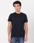 Cotton Mercerized Jacquard Slim Fit Crew Neck Navy Tshirt