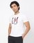 Cotton Stretch Slim Fit Crew Neck Graphic White Tshirt