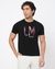 Cotton Stretch Slim Fit Crew Neck Graphic Black Tshirt