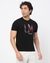 Cotton Stretch Slim Fit Crew Neck Graphic Black Tshirt