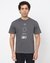 Cotton Relaxed Fit Crew Neck Graphic Grey Tshirt