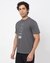 Cotton Relaxed Fit Crew Neck Graphic Grey Tshirt