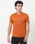 Cotton Mercerized Slim Fit Solid Crew Neck Orange Tshirt