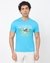 Cotton Mercerized Slim Fit Crew Neck Graphic Blue Tshirt