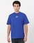 Cotton Realxed Fit Crew Neck Graphic Blue Tshirt