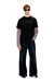 Black Regular Fit cotton T-shirt with logo embroidery