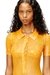 Orange Iridescent knit polo dress with lotus print