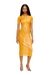 Orange Iridescent knit polo dress with lotus print