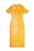 Orange Iridescent knit polo dress with lotus print