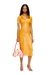Orange Iridescent knit polo dress with lotus print