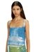 Silver Open-back apron dress in coloured satin denim