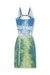 Silver Open-back apron dress in coloured satin denim