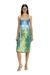 Silver Open-back apron dress in coloured satin denim