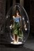 Silver Open-back apron dress in coloured satin denim