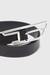 Black 3cm leather belt with D-logo buckle