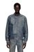Blue Regular Fit Bomber jacket in treated leather