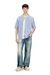 Blue Regular Fit Poplin short-sleeve shirt with pinstripes