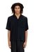 Black Linen-blend shirt with short sleeves