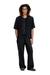 Black Linen-blend shirt with short sleeves