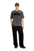 Dark Grey T-shirt with appliqué logo and raw edge